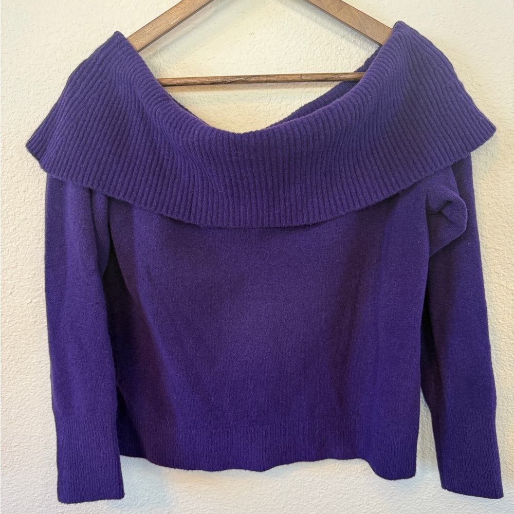 Express Ribbed Off The Shoulder Long Sleeve Sweater Top, Size Medium - Picture 8 of 12